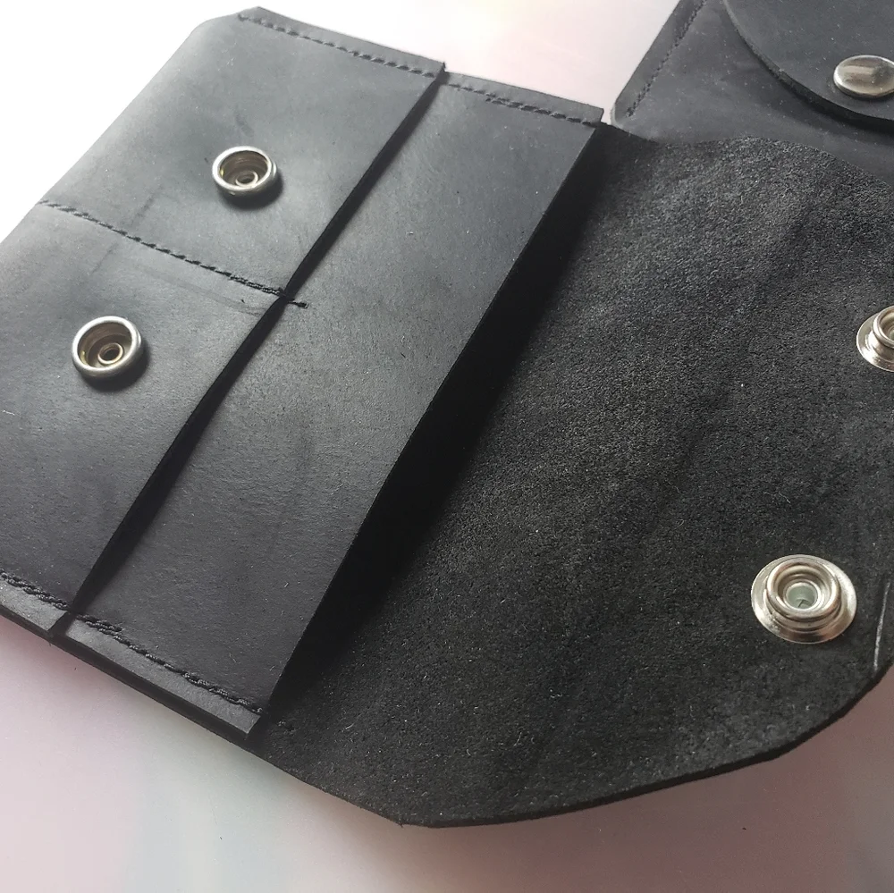 Full Grain Oil Tan Leather Black Wallet